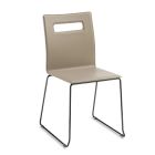 Cadeira em Couro Taupe e Pernas de Trenó Made in Italy - Pallina Viadurini