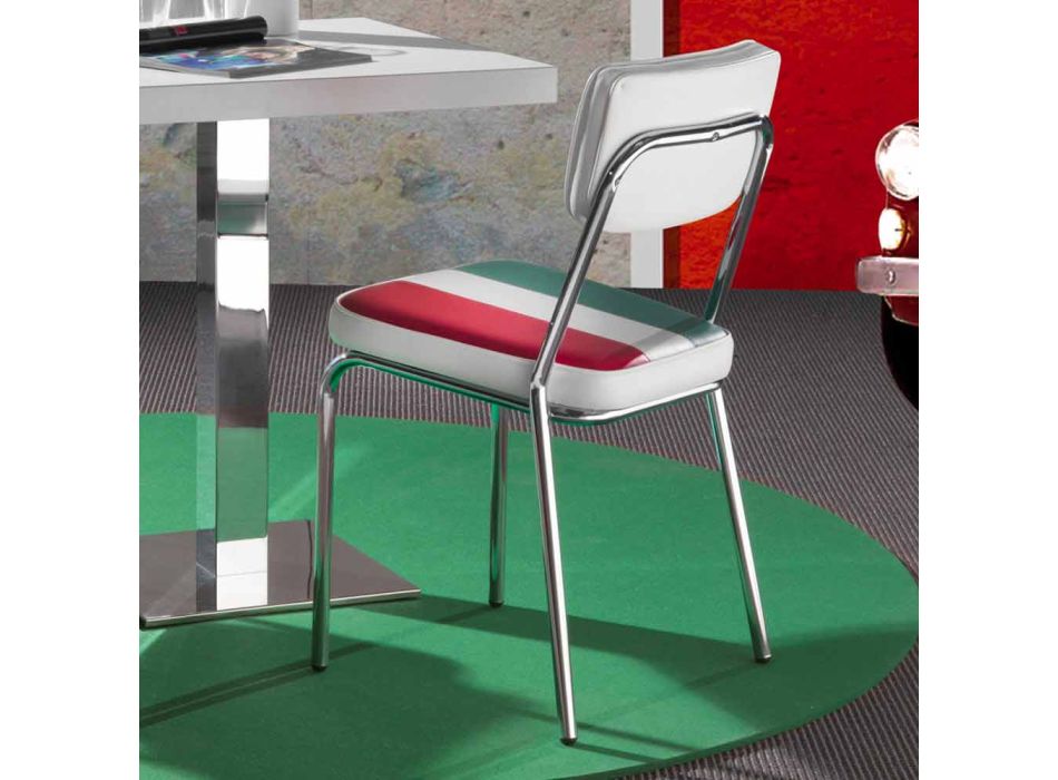 Cadeira de couro ecológico com bandeira italiana de design Banda Viadurini