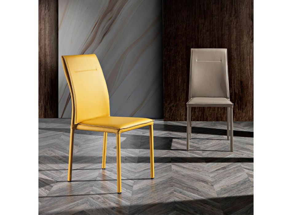 Cadeira de sala de jantar de couro sintético com design moderno e elegante - Granger Viadurini