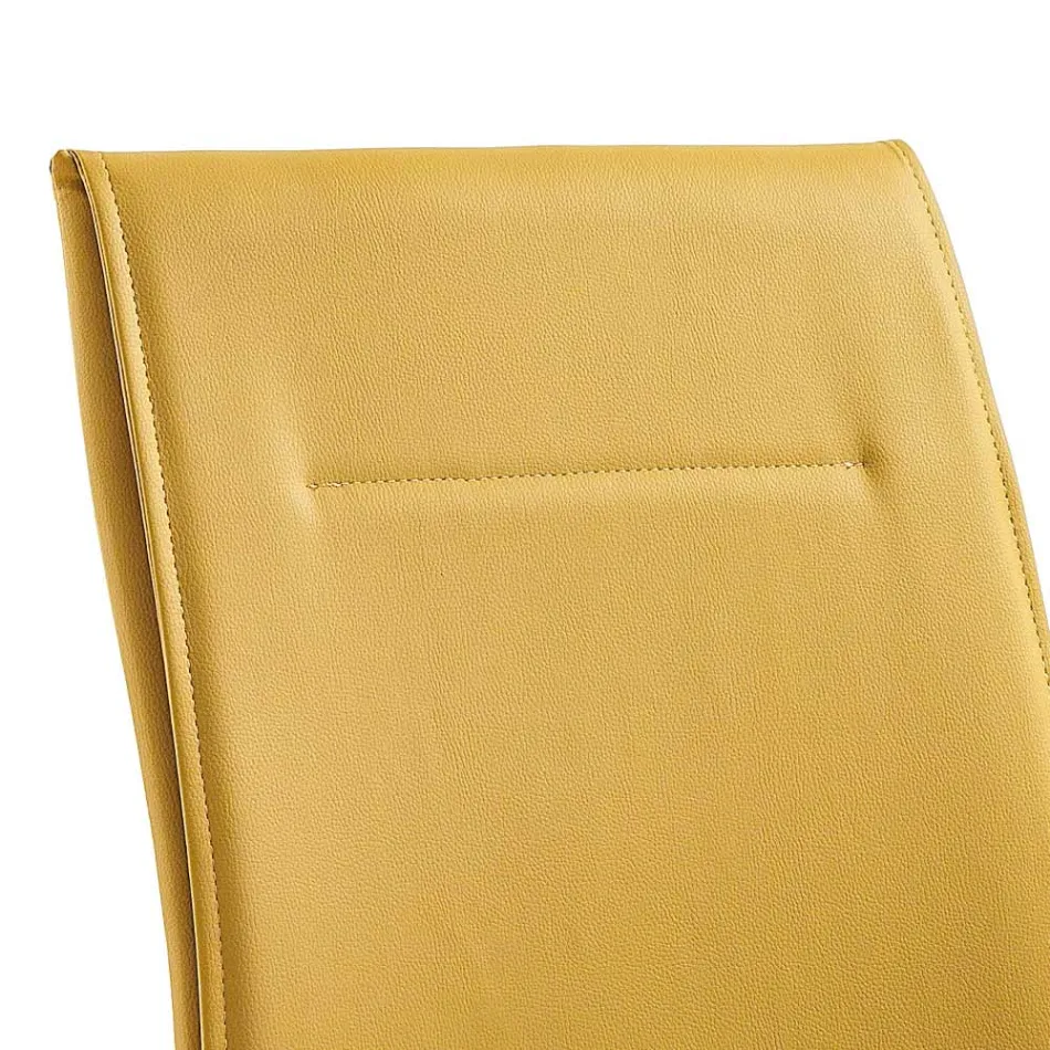 Cadeira de sala de jantar de couro sintético com design moderno e elegante - Granger Viadurini