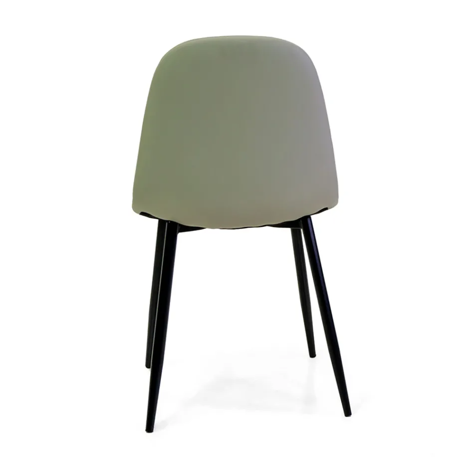 Cadeira em pele ecológica com diferentes acabamentos e estrutura metálica - Pencil Viadurini