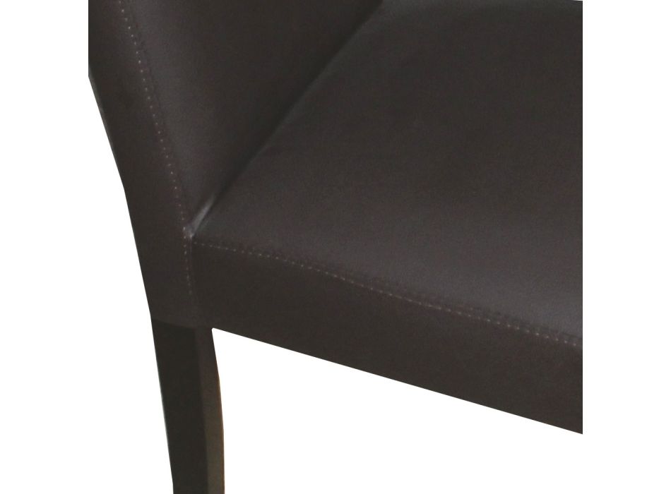 Cadeira de couro sintético e pernas de faia laqueadas fabricadas na Itália - Jesse Viadurini