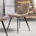 Cadeira de couro ecológico com efeito Nabuk, estrutura metálica - Ermes Viadurini