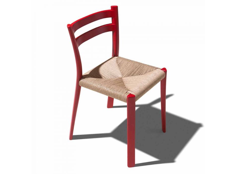 Cadeira de cinza sólida com assento tecido à mão Made in Italy - Buri Viadurini