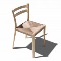 Cadeira de cinza sólida com assento tecido à mão Made in Italy - Buri