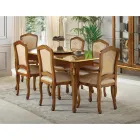 Cadeira de madeira clássica com tecido estofado de luxo feito na Itália - Majesty Viadurini