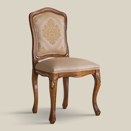 Cadeira de madeira clássica com tecido estofado de luxo feito na Itália - Majesty Viadurini