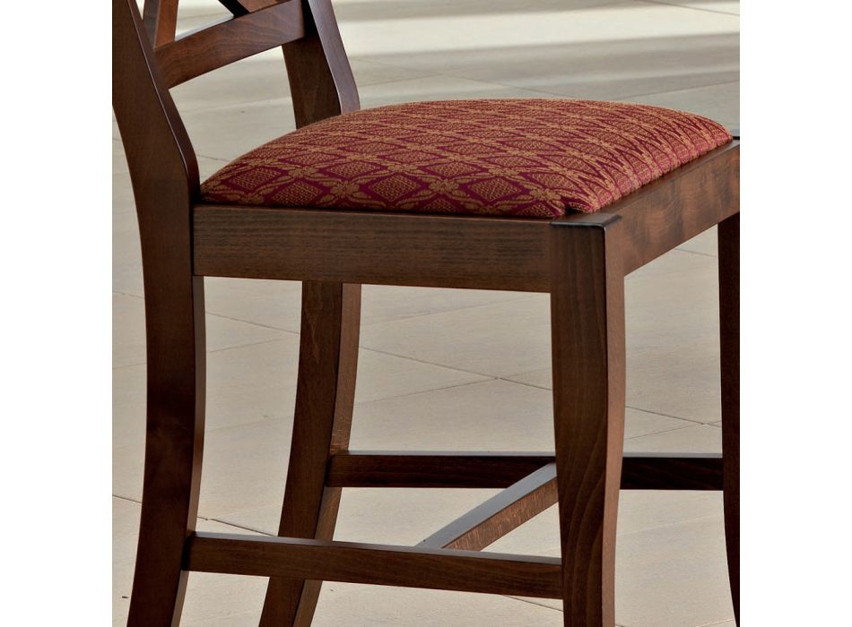 Cadeira em Madeira e Tecido Design Clássico Encosto Cruzado - Debussy Viadurini