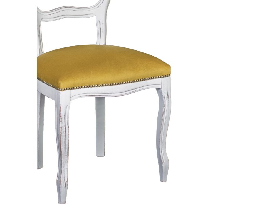 Cadeira em madeira maciça de faia, acabamento com bordas brancas, fabricada na Itália - Ferro Viadurini