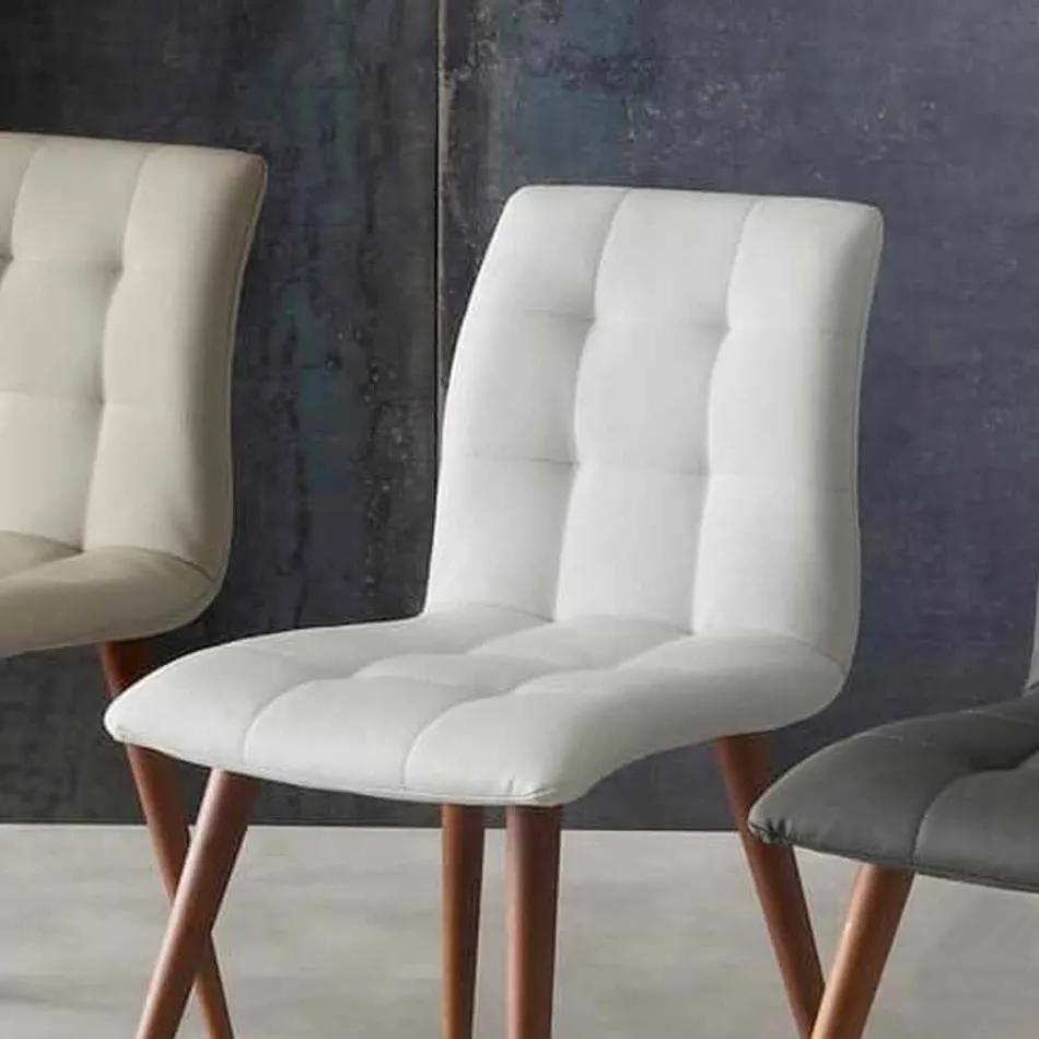 Cadeira de madeira maciça estofada em couro ecológico roxo Viadurini