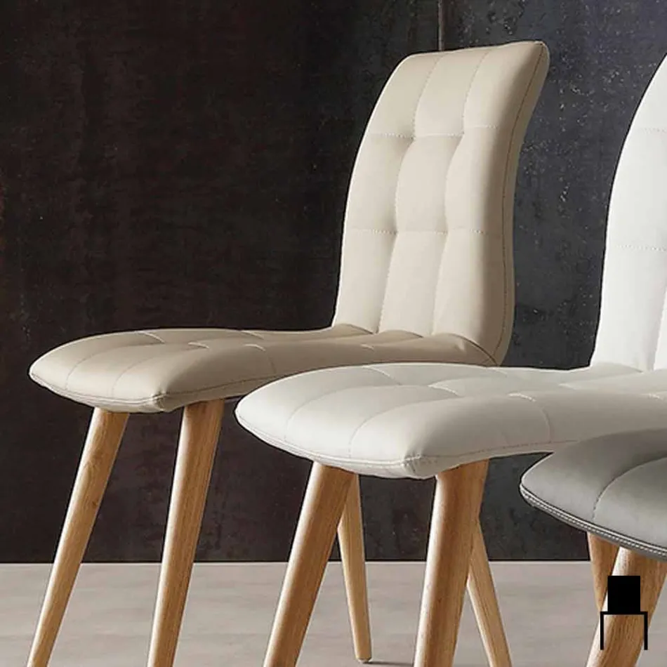 Cadeira de madeira maciça estofada em couro ecológico roxo Viadurini