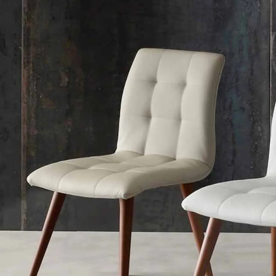 Cadeira de madeira maciça estofada em couro ecológico roxo Viadurini