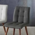 Cadeira de madeira maciça estofada em couro ecológico roxo Viadurini