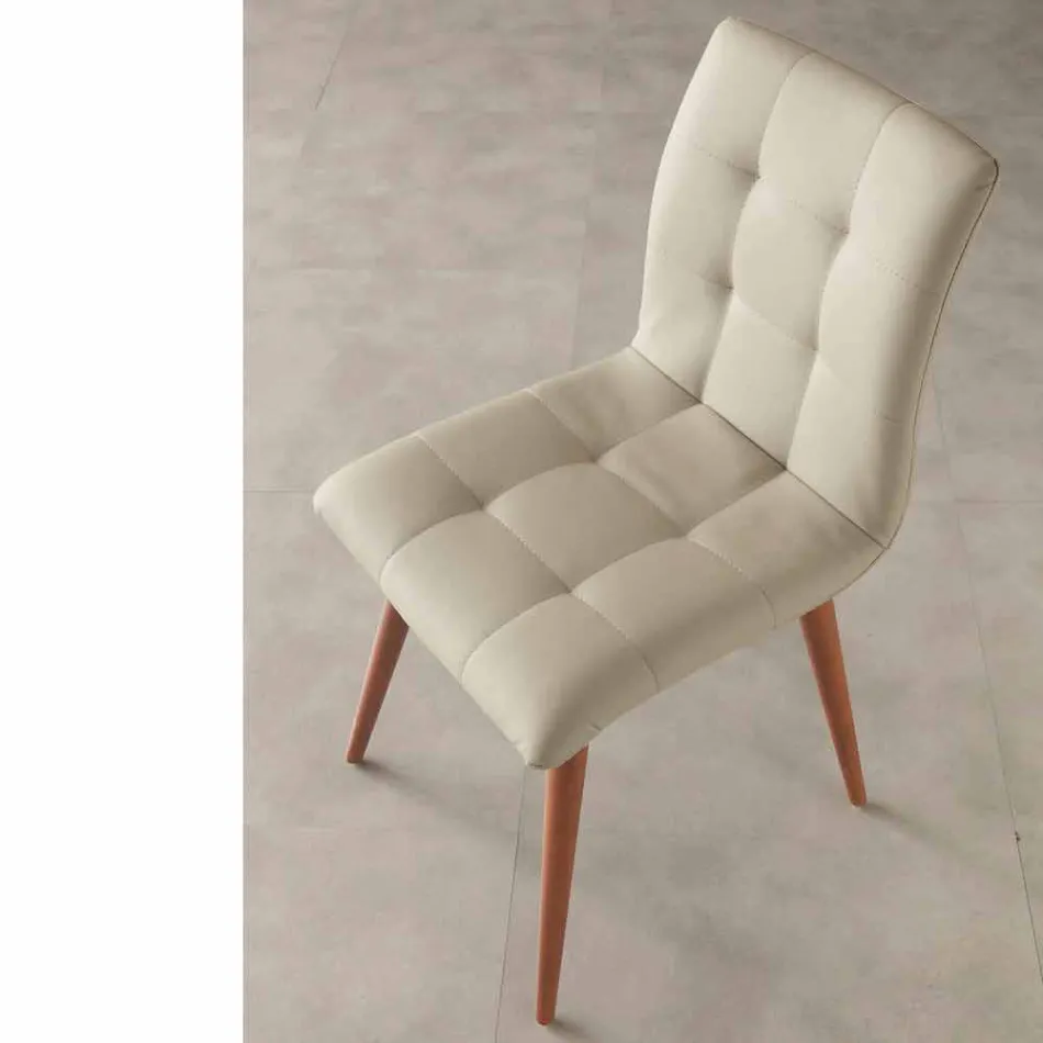 Cadeira de madeira maciça estofada em couro ecológico roxo Viadurini