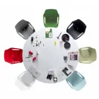 Cadeira empilhável de metal e polipropileno fabricada na Itália, 4 peças - caramelo Viadurini