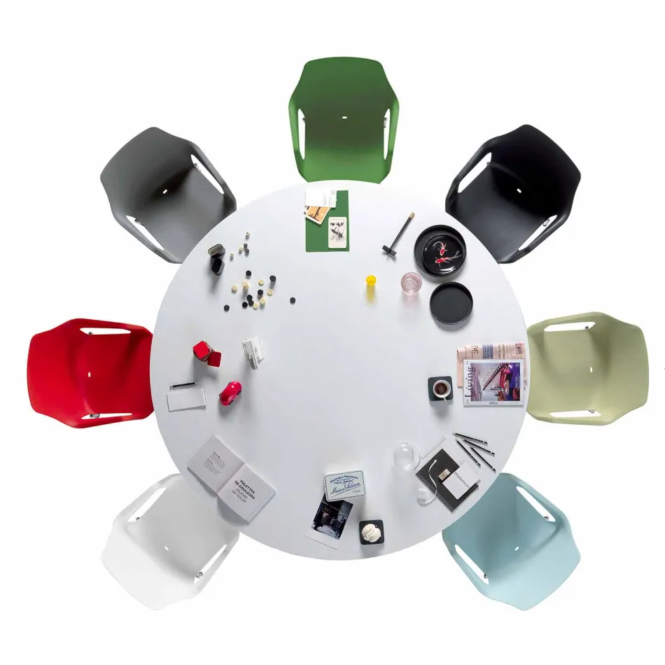 Cadeira empilhável de metal e polipropileno fabricada na Itália, 4 peças - caramelo Viadurini