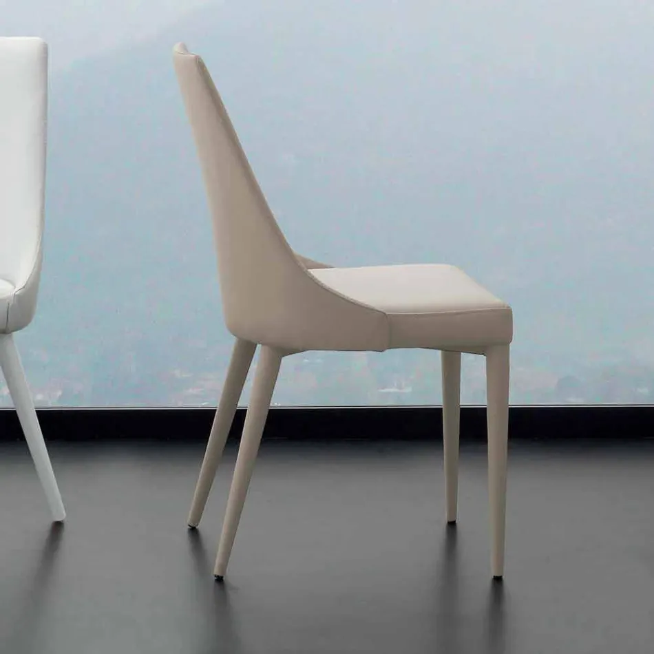 Cadeira de metal totalmente revestida em couro ecológico Nepitella Viadurini