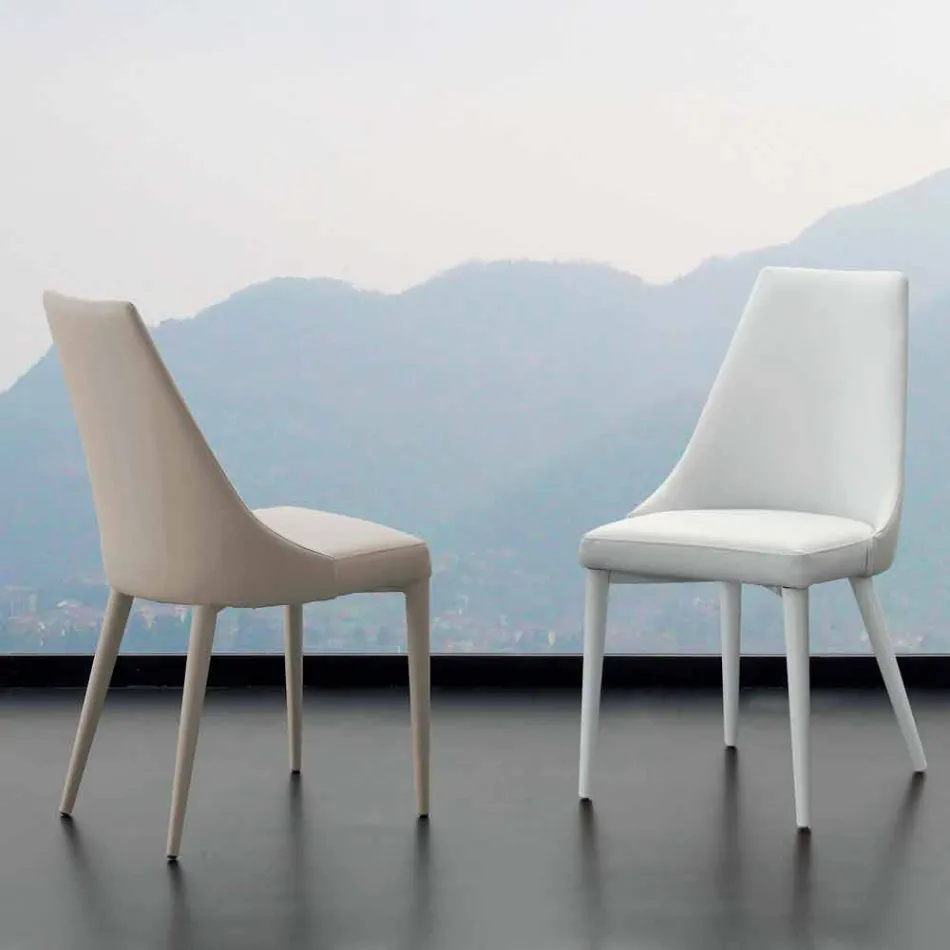 Cadeira de metal totalmente revestida em couro ecológico Nepitella Viadurini