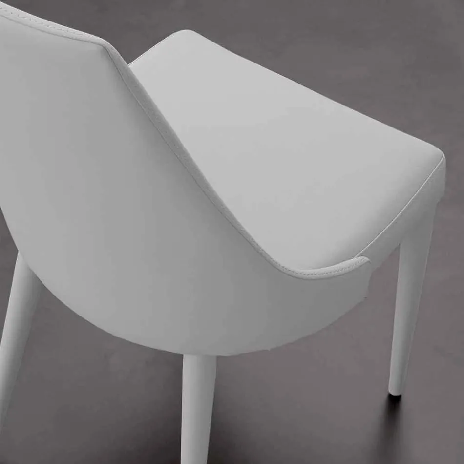 Cadeira de metal totalmente revestida em couro ecológico Nepitella Viadurini