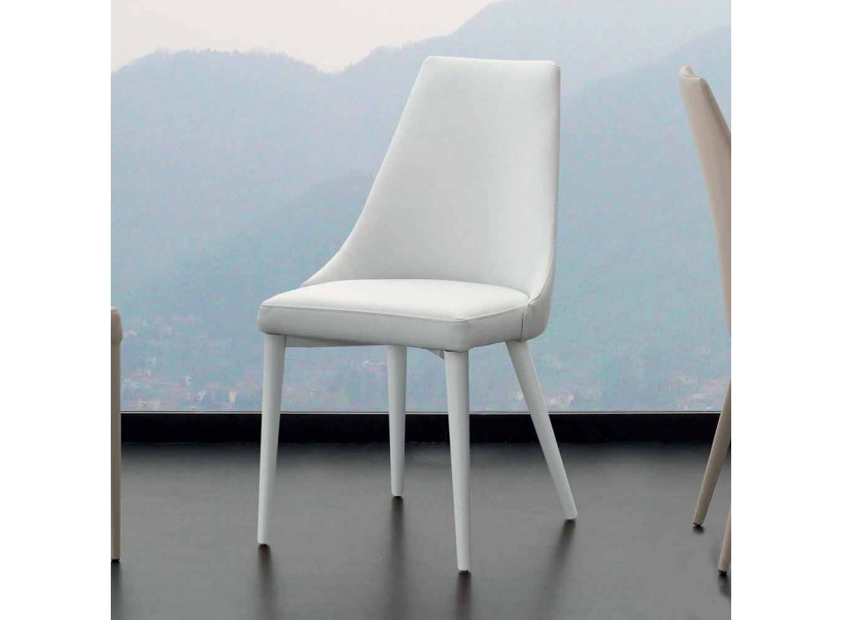 Cadeira de metal totalmente revestida em couro ecológico Nepitella Viadurini