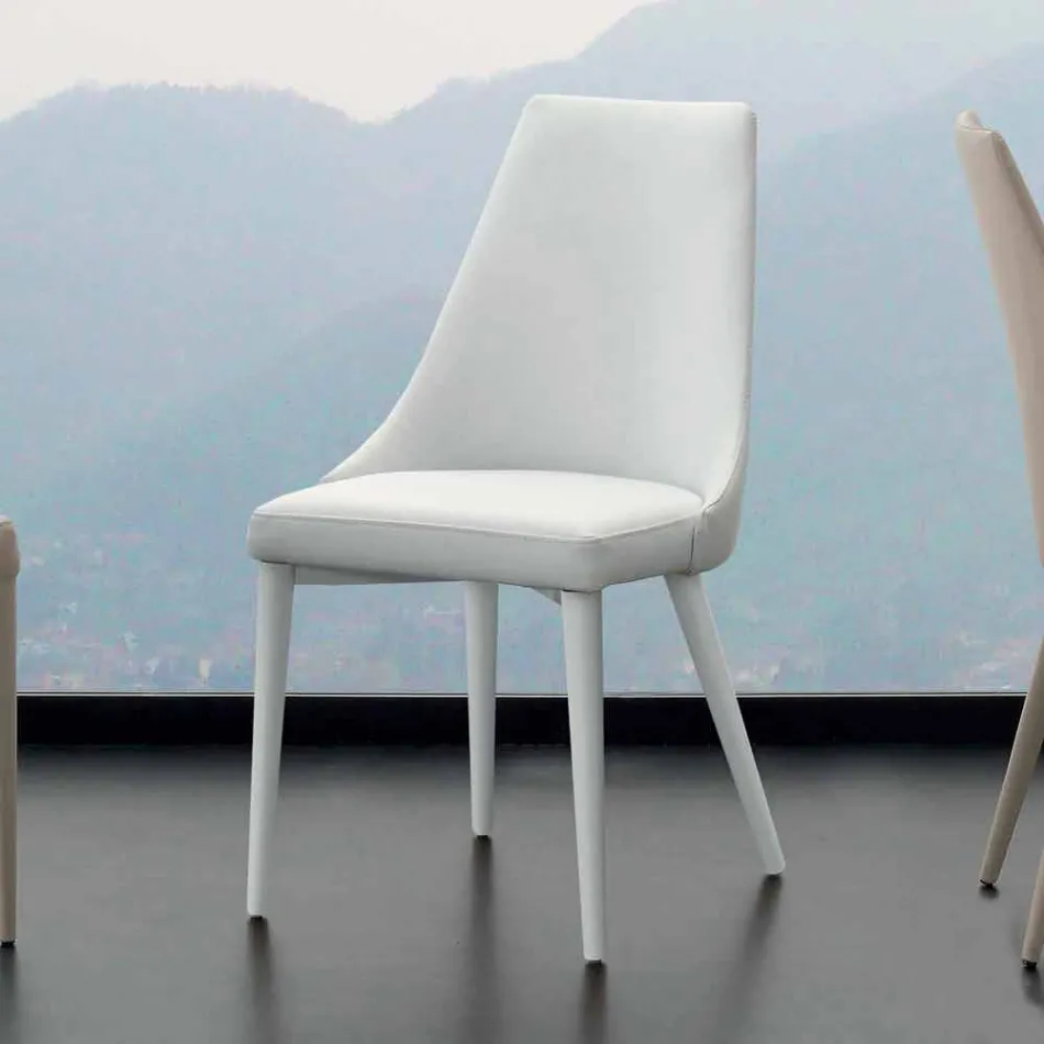 Cadeira de metal totalmente revestida em couro ecológico Nepitella Viadurini