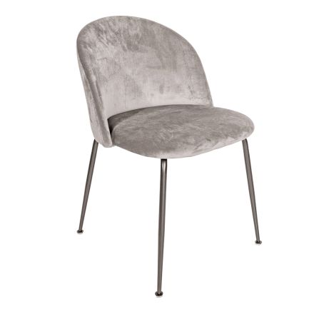 Cadeira de metal preto e assento de veludo cinza fabricado na Itália - Meredith Viadurini