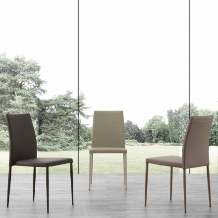 Cadeira de metal Caserta revestida em couro ecológico, design moderno Viadurini