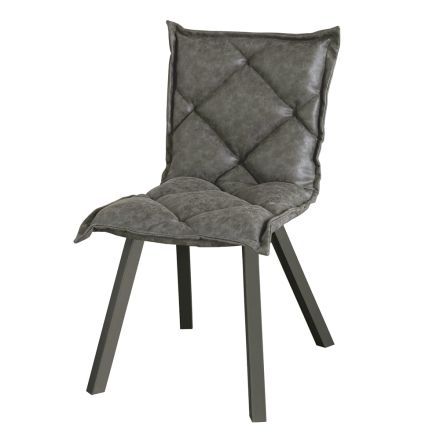 Cadeira em Metal Pintado e Assento em Soft Vintage Made in Italy - Thani Viadurini