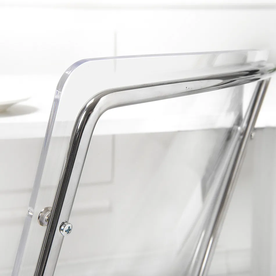 Cadeira em acrílico transparente e ferro fabricado na Itália 2 peças - Charlotte Viadurini