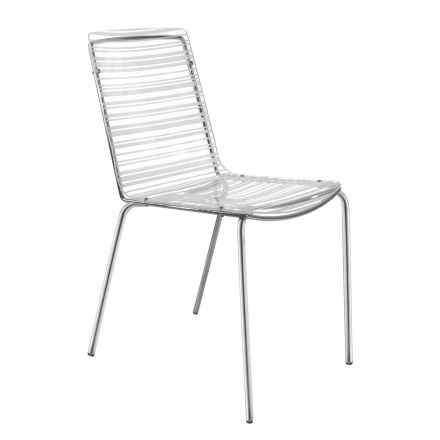 Cadeira em acrílico transparente e ferro fabricado na Itália 2 peças - Charlotte Viadurini