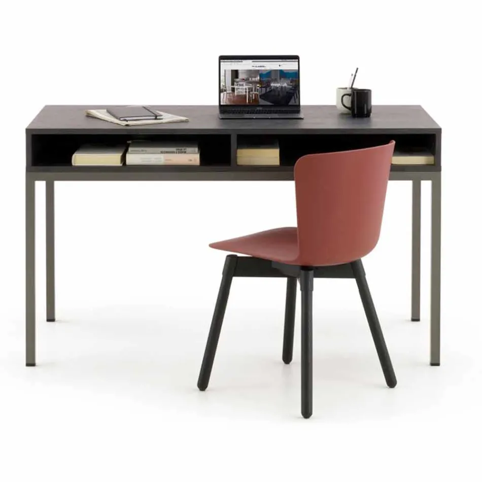 Cadeira de polipropileno com base de carvalho manchado Made in Italy, 2 peças - Scandio Viadurini