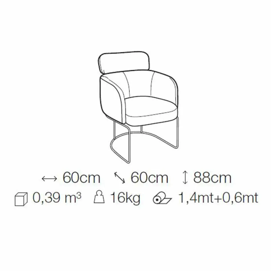 Cadeira de tecido com estrutura luxuosa de metal preto feito na Itália - cacau Viadurini