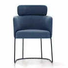 Cadeira de tecido com estrutura luxuosa de metal preto feito na Itália - cacau Viadurini