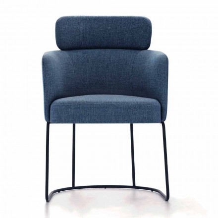 Cadeira de tecido com estrutura luxuosa de metal preto feito na Itália - cacau Viadurini