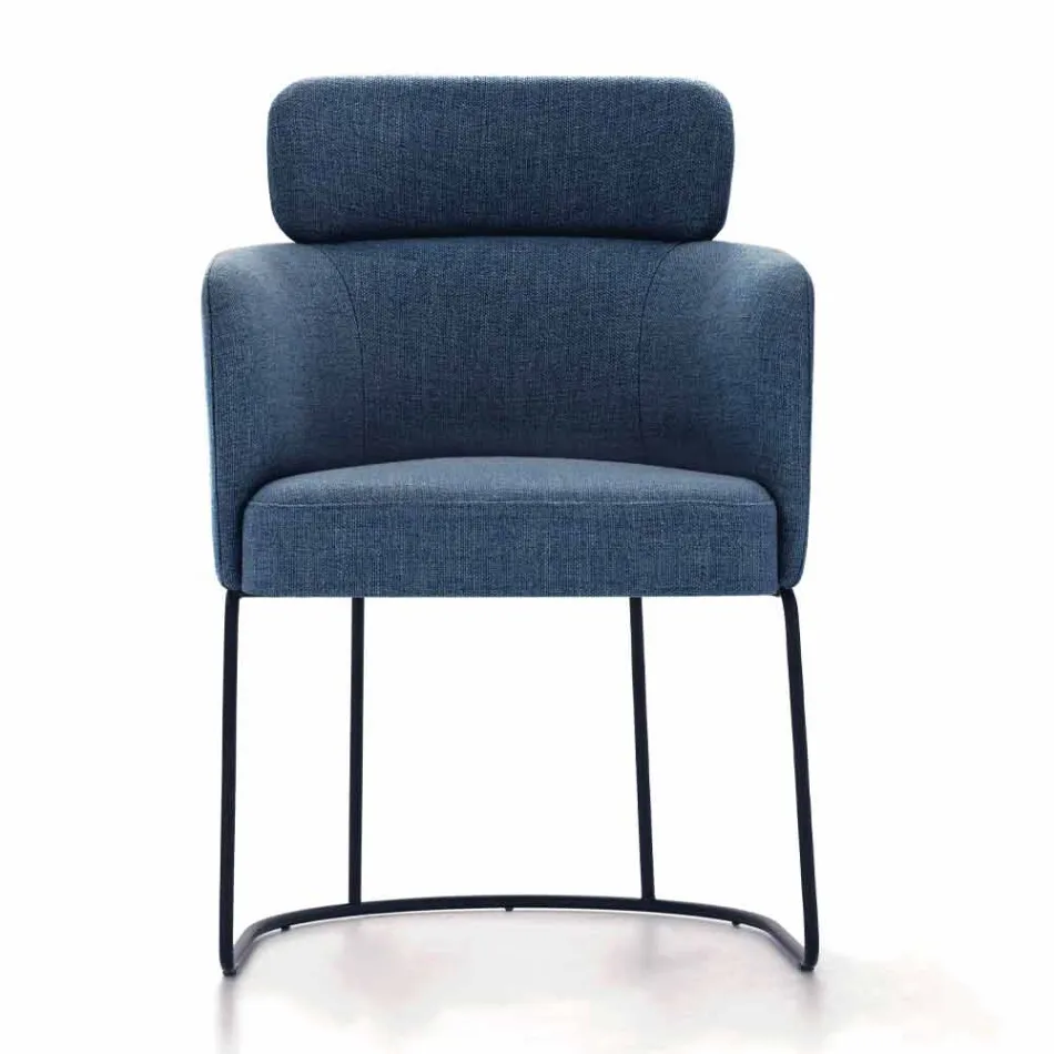 Cadeira de tecido com estrutura luxuosa de metal preto feito na Itália - cacau Viadurini