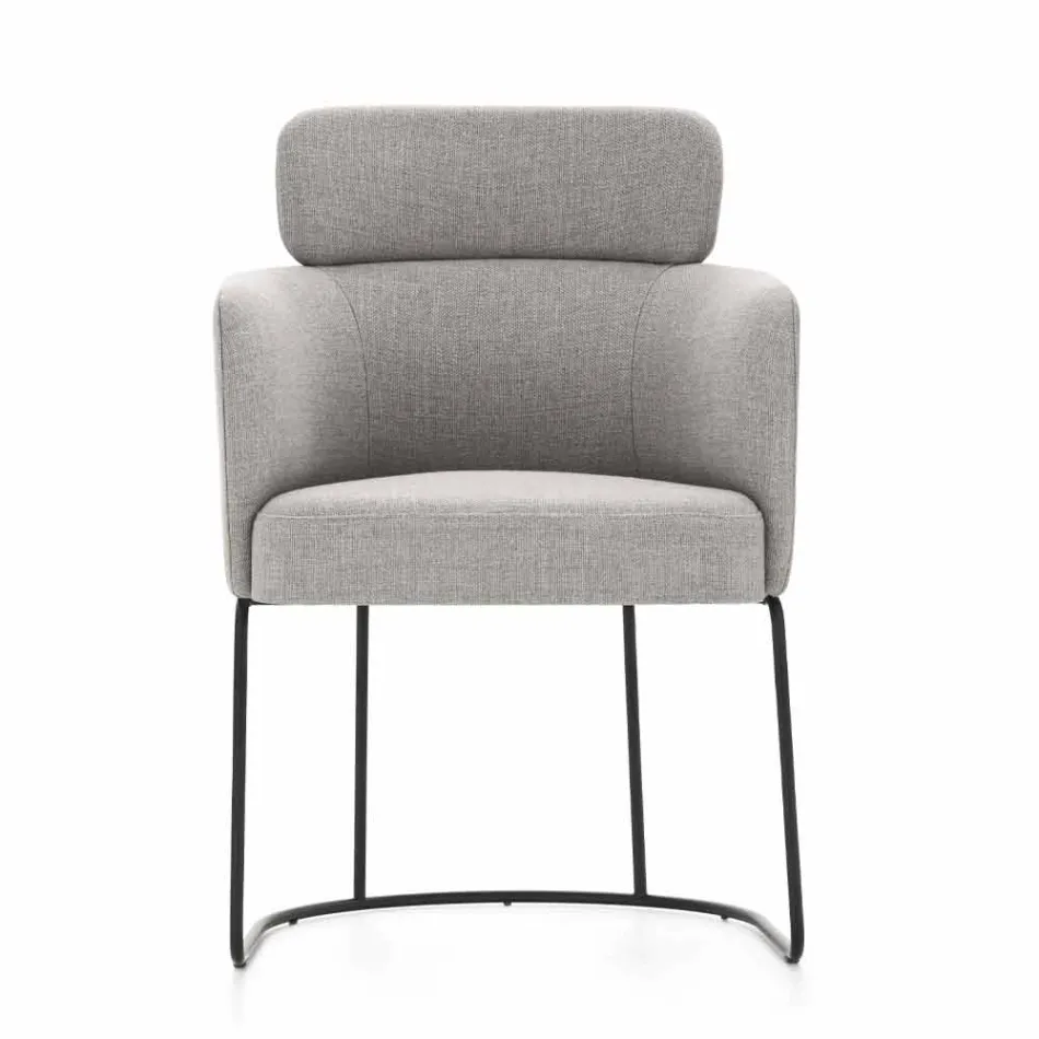 Cadeira de tecido com estrutura luxuosa de metal preto feito na Itália - cacau Viadurini