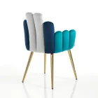 Cadeira em Tecido Efeito Veludo Cinza, Verde e Azul - Melancia Viadurini