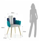 Cadeira em Tecido Efeito Veludo Cinza, Verde e Azul - Melancia Viadurini