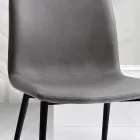 Cadeira em tecido de fibra com efeito couro e pernas de metal fabricada na Itália - Amane Viadurini