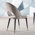 Cadeira de veludo com pernas de metal preto e latão acetinado, 4 peças - Sibea Viadurini