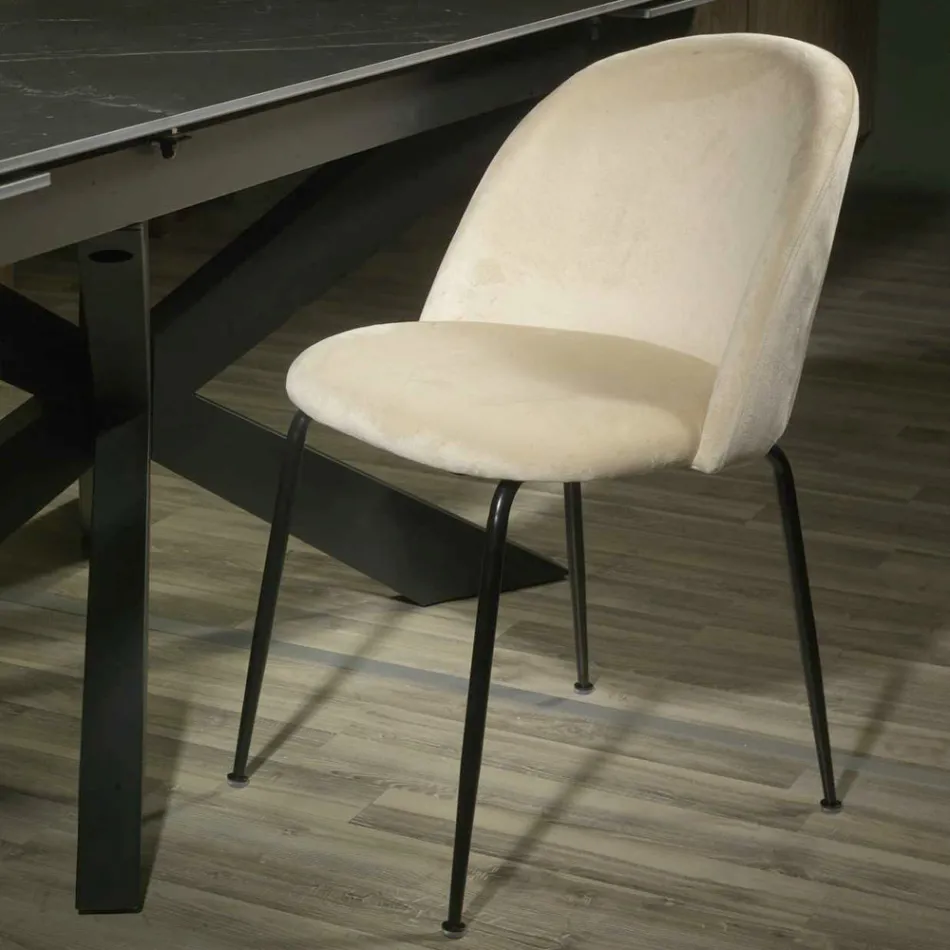 Cadeira de veludo e estrutura metálica em diferentes acabamentos - Penna Viadurini