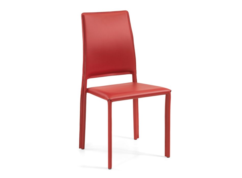 Cadeira Totalmente Estofada em Couro Regenerado Fabricado na Itália - Ruscello Viadurini