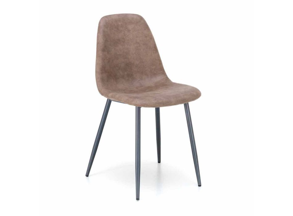 Cadeira de estar com design moderno em imitação de couro, Elice, 4 pedaços Viadurini