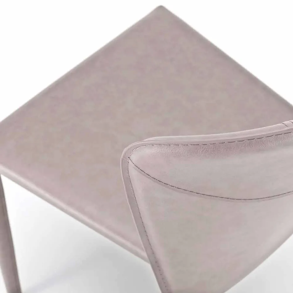 Cadeira moderna totalmente coberta de imitação de couro, Accadia, 4 pedaços Viadurini