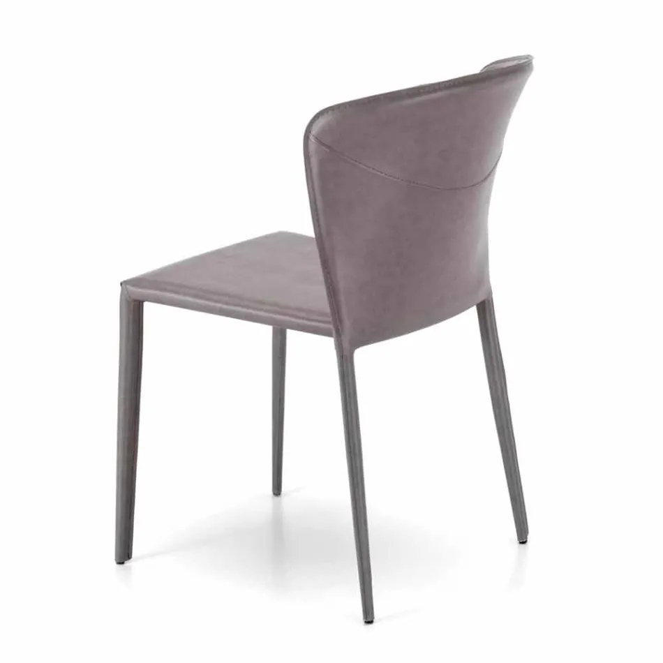 Cadeira moderna totalmente coberta de imitação de couro, Accadia, 4 pedaços Viadurini