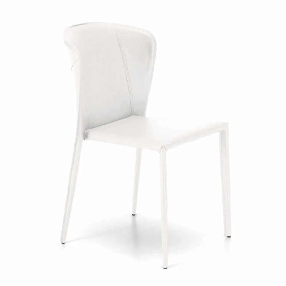 Cadeira moderna totalmente coberta de imitação de couro, Accadia, 4 pedaços Viadurini