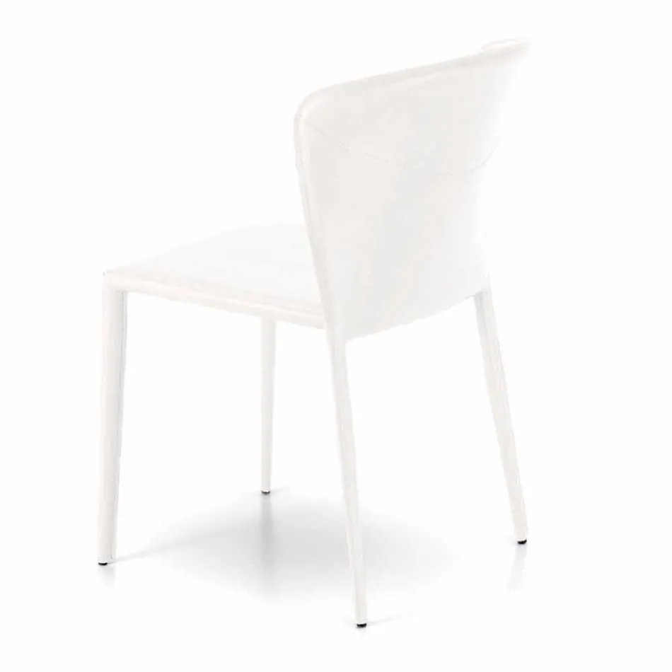 Cadeira moderna totalmente coberta de imitação de couro, Accadia, 4 pedaços Viadurini