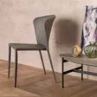 Cadeira moderna totalmente coberta de imitação de couro, Accadia, 4 pedaços Viadurini