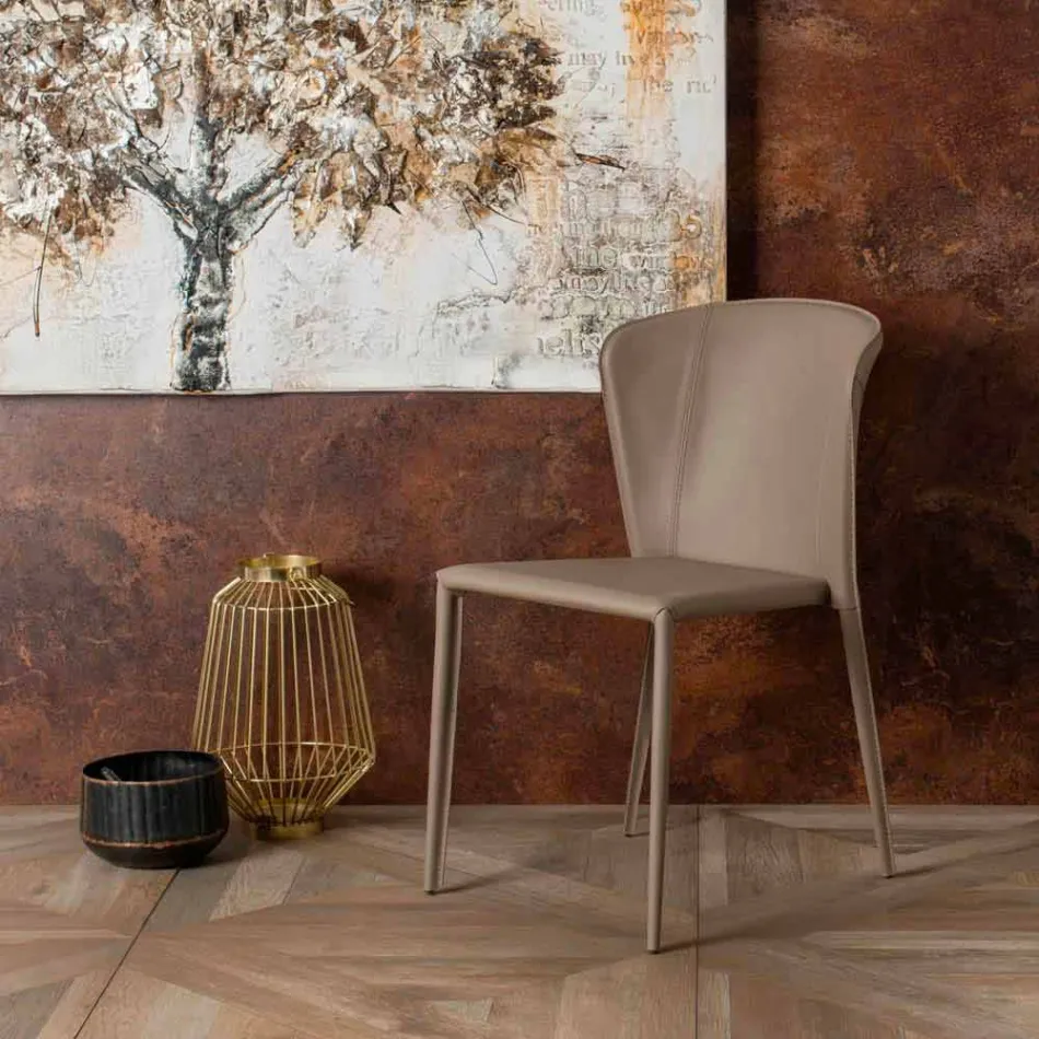 Cadeira moderna totalmente coberta de imitação de couro, Accadia, 4 pedaços Viadurini