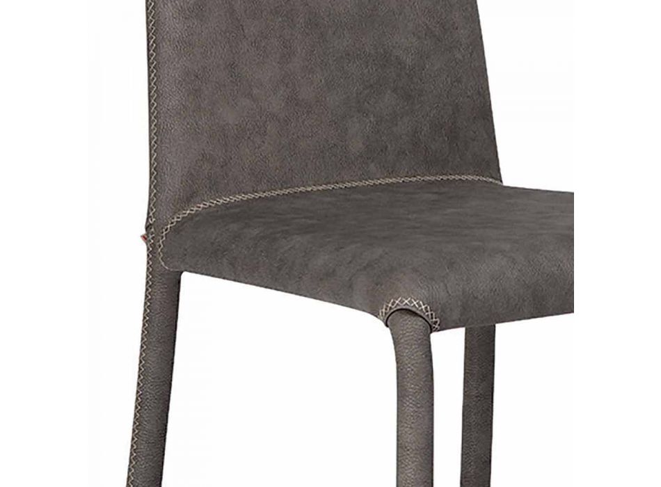 Cadeira moderna de couro ecológico feita na Itália, Gazzola Viadurini